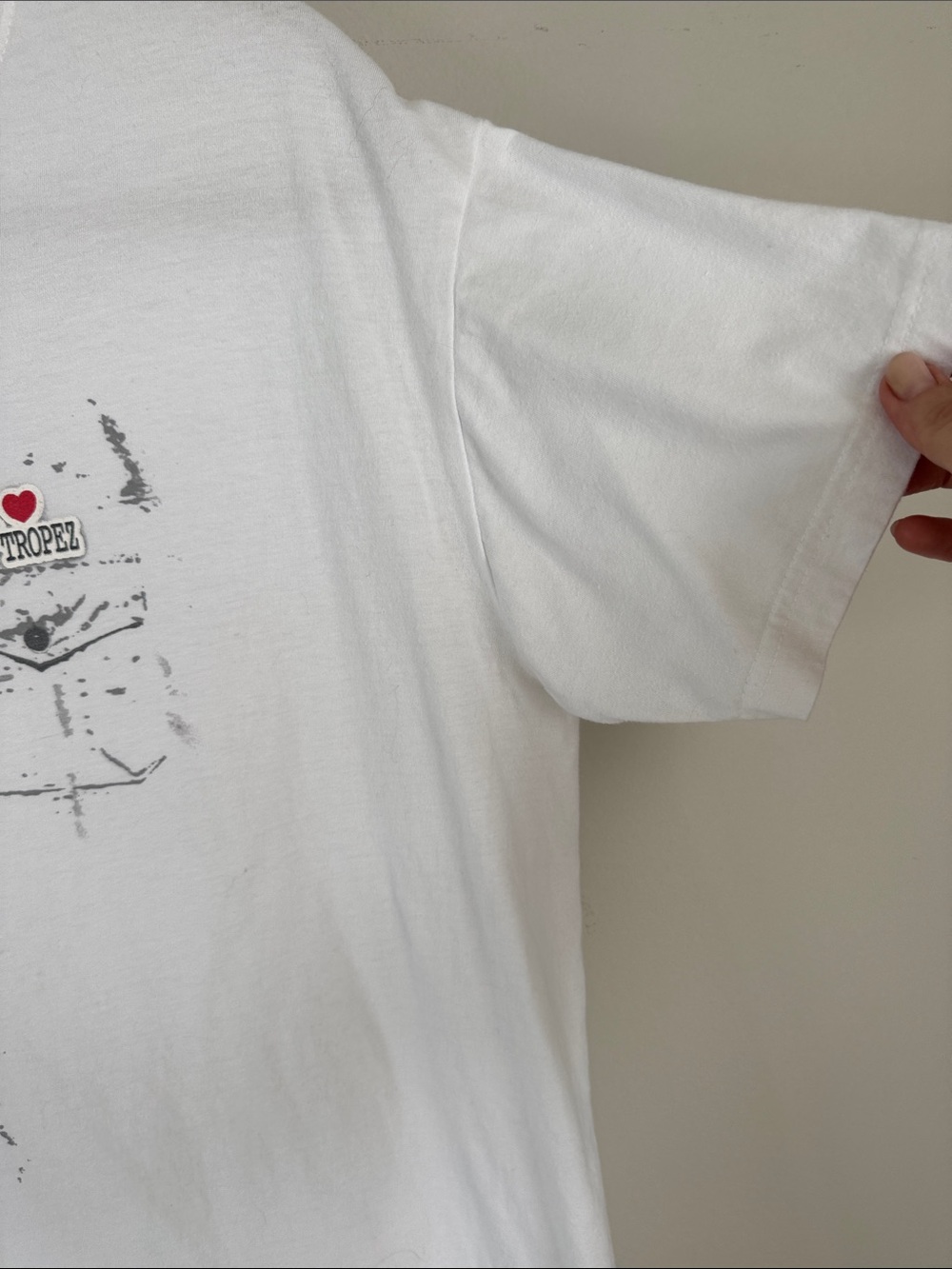 St. Tropez Graphic Trompe L’Oeil Tie T-Shirt White XL Novelty Tee Cotton - Picture 6 of 9